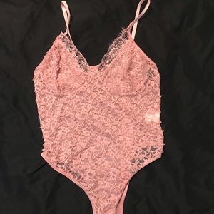 Pretty pink lace bodysuit